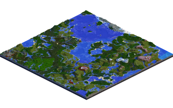 Eine ganze Minecraft-Welt, von TAERRA als ein isometrischer Block Landschaft gerendert